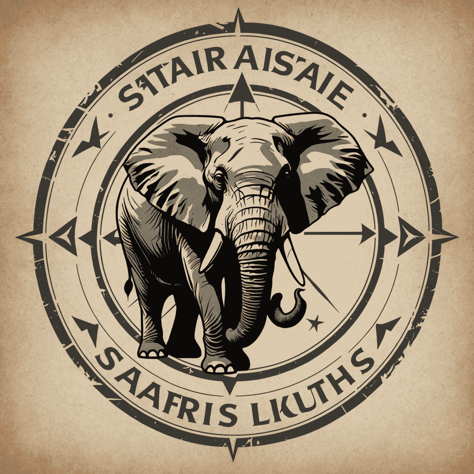 SafariSolutions logo featuring a stylized compass with an elephant silhouette in the center, representing guidance and strength in the South African consulting industry