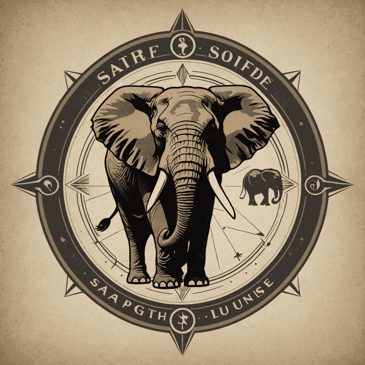 SafariSolutions logo featuring a stylized compass with an elephant silhouette in the center, representing guidance and strength in the South African consulting industry